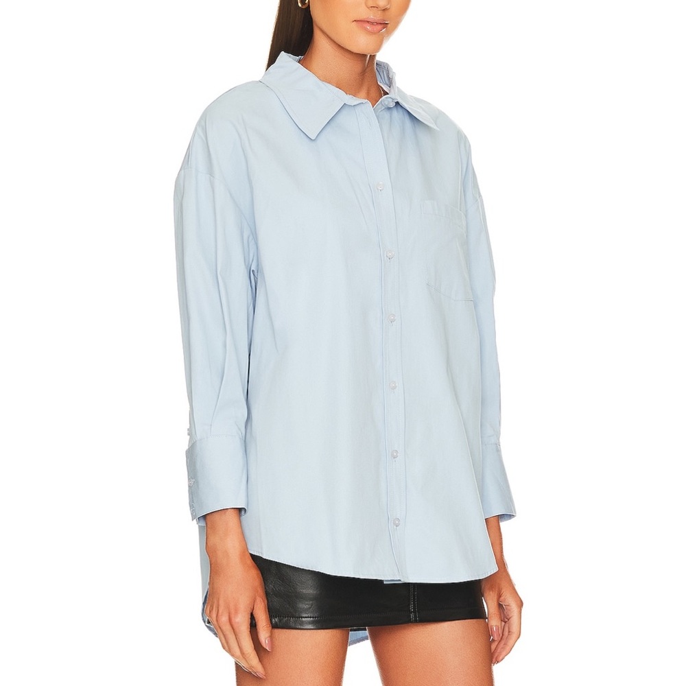 Anine Bing Mika Collared Button Down Shirt Blue - Picture 3 of 9